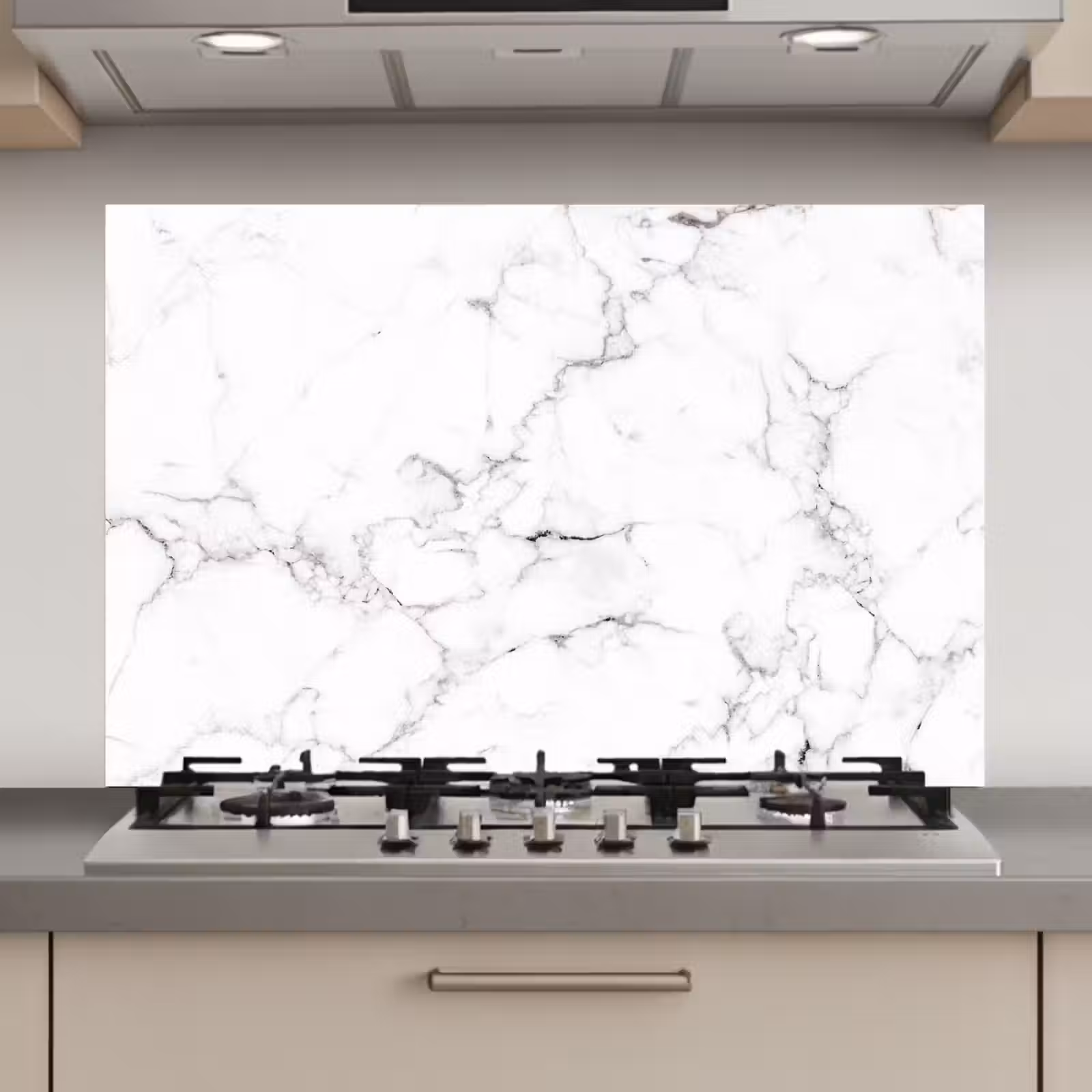 Spatscherm keuken - Marmer - Wit - Grijs - Luxe - Marmerlook - Structuur — 1