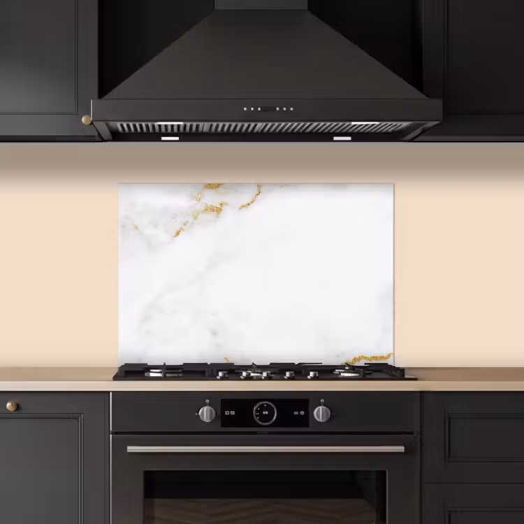 Spatscherm keuken - Marmer - Goud - Wit - Luxe — 2