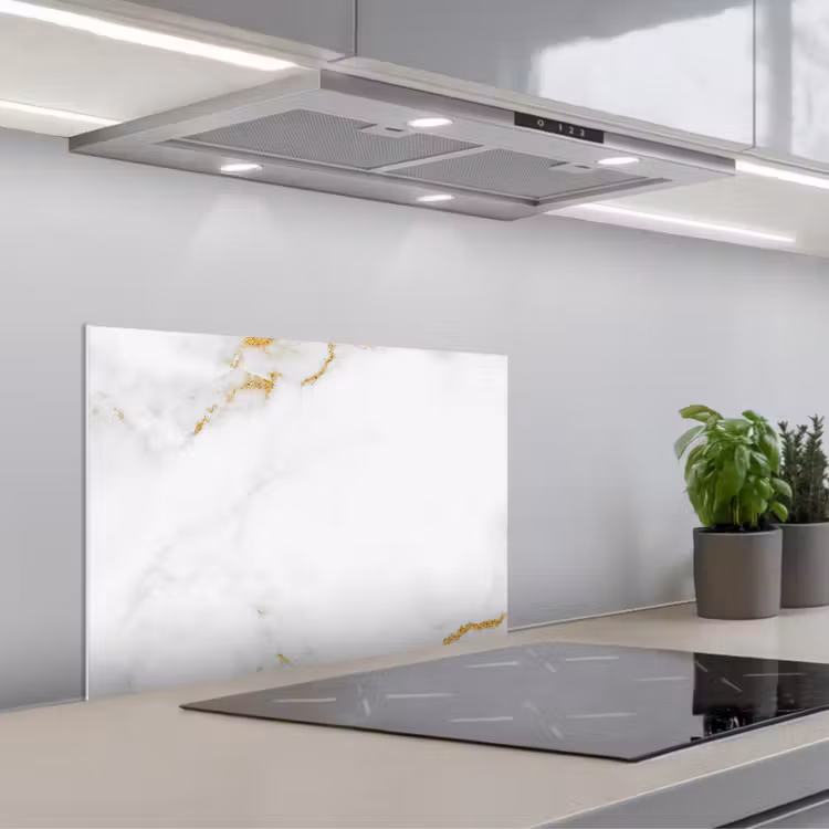 Spatscherm keuken - Marmer - Goud - Wit - Luxe — 5