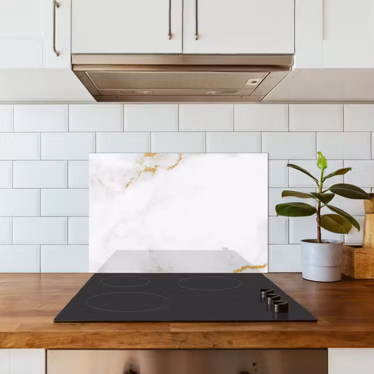 Spatscherm keuken - Marmer - Goud - Wit - Luxe — 6