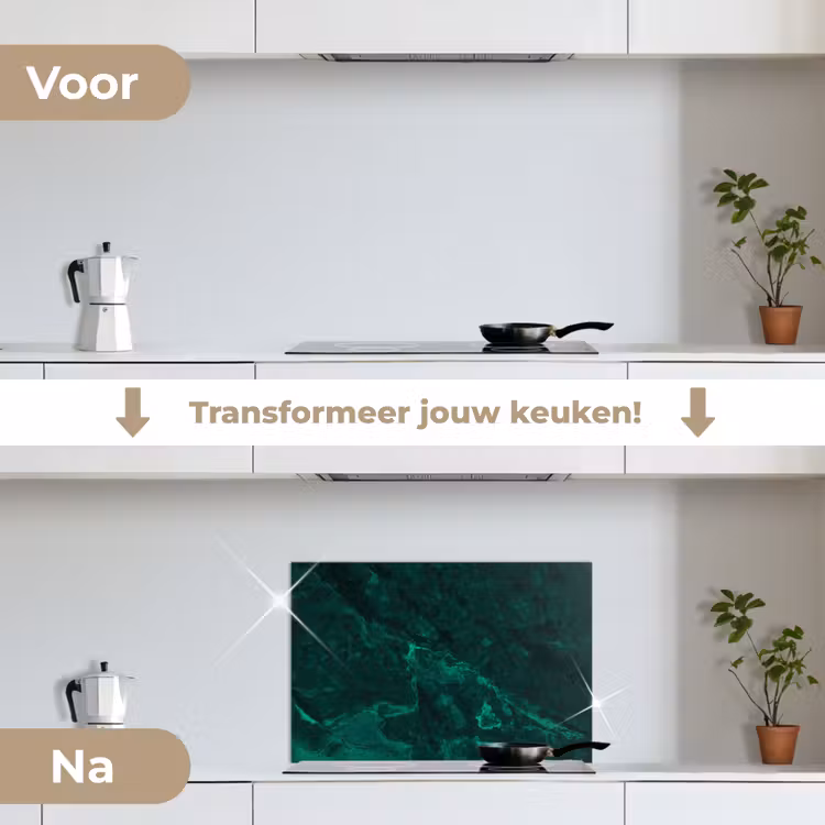 Spatscherm keuken - Marmer - Kalk - Groen - Structuur - Marmerlook — 3