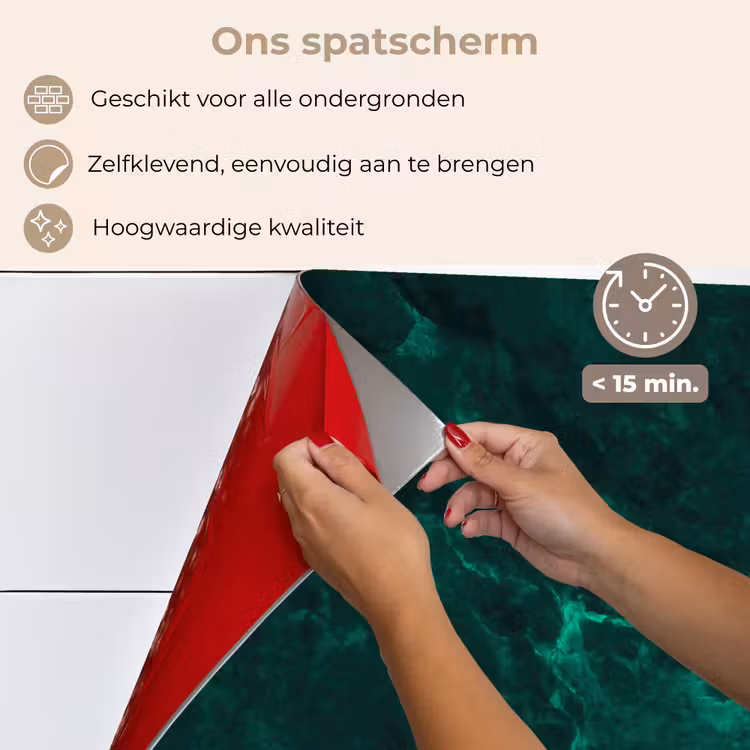 Spatscherm keuken - Marmer - Kalk - Groen - Structuur - Marmerlook — 4