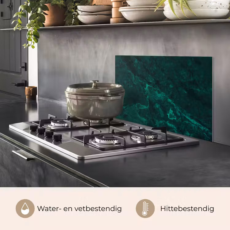 Spatscherm keuken - Marmer - Kalk - Groen - Structuur - Marmerlook — 7
