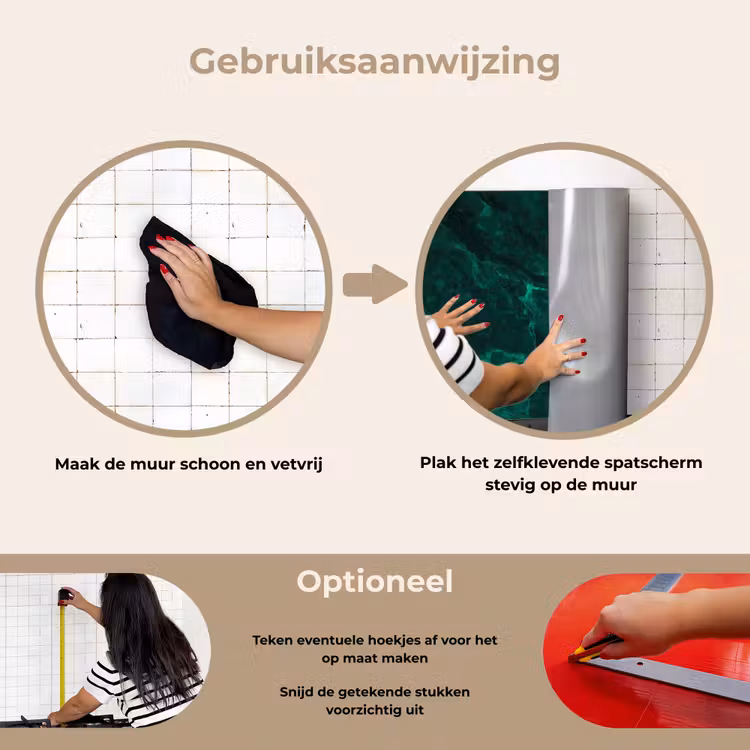 Spatscherm keuken - Marmer - Kalk - Groen - Structuur - Marmerlook — 8