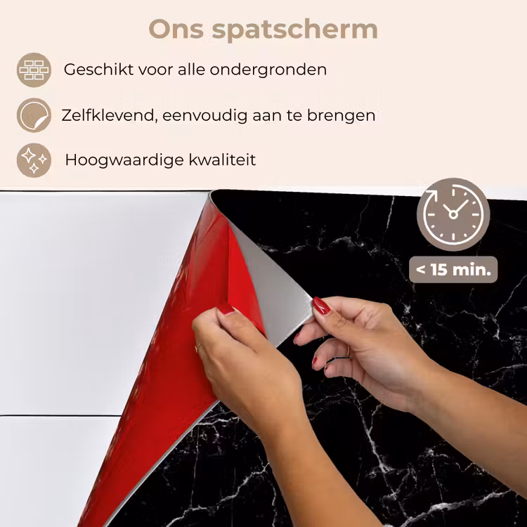 Spatscherm keuken - Marmer look - Zwart - Luxe — 4