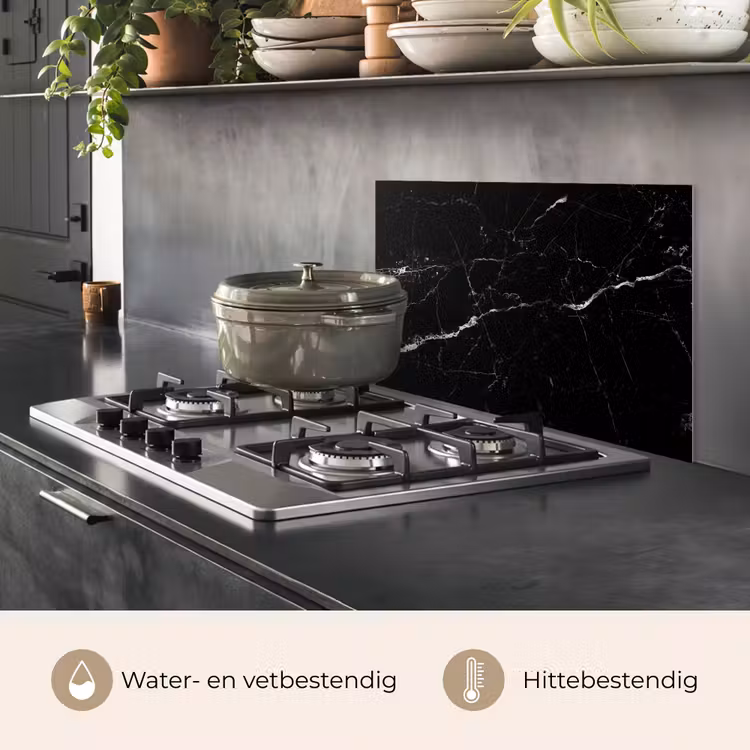 Spatscherm keuken - Marmer look - Zwart - Luxe — 7