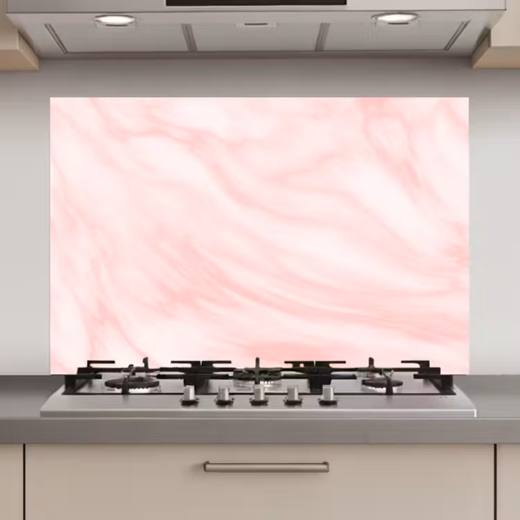 Spatscherm keuken - Marmer - Roze - Wit - Luxe - Marmerlook — 1