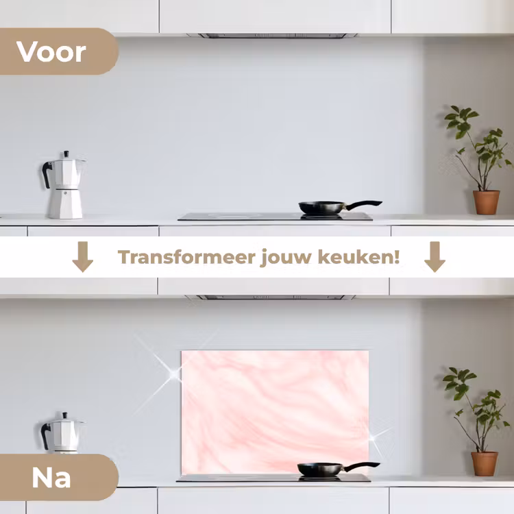 Spatscherm keuken - Marmer - Roze - Wit - Luxe - Marmerlook — 3