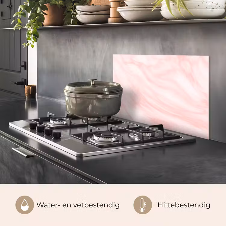 Spatscherm keuken - Marmer - Roze - Wit - Luxe - Marmerlook — 7