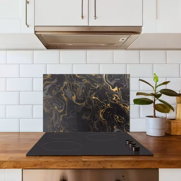 Spatscherm keuken - Marmer - Textuur - Grijs - Goud - Marmerlook - Luxe — 6