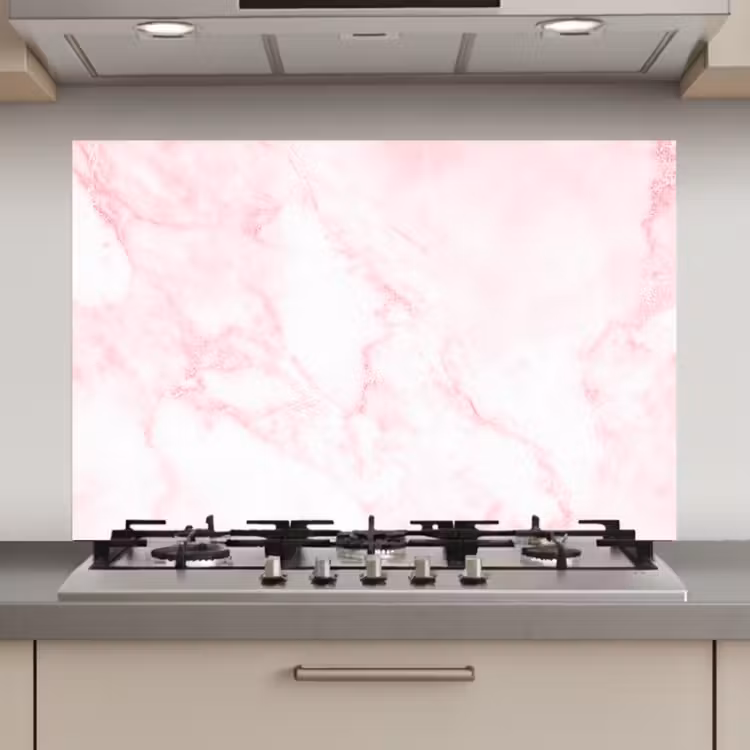 Spatscherm keuken - Marmer - Wit - Roze - Chic - Marmerlook — 1