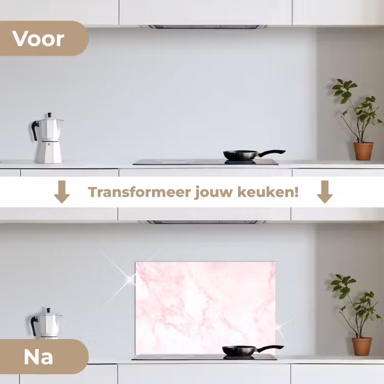 Spatscherm keuken - Marmer - Wit - Roze - Chic - Marmerlook — 3