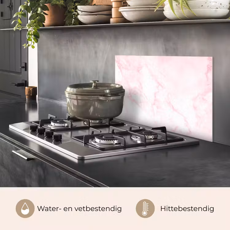 Spatscherm keuken - Marmer - Wit - Roze - Chic - Marmerlook — 7