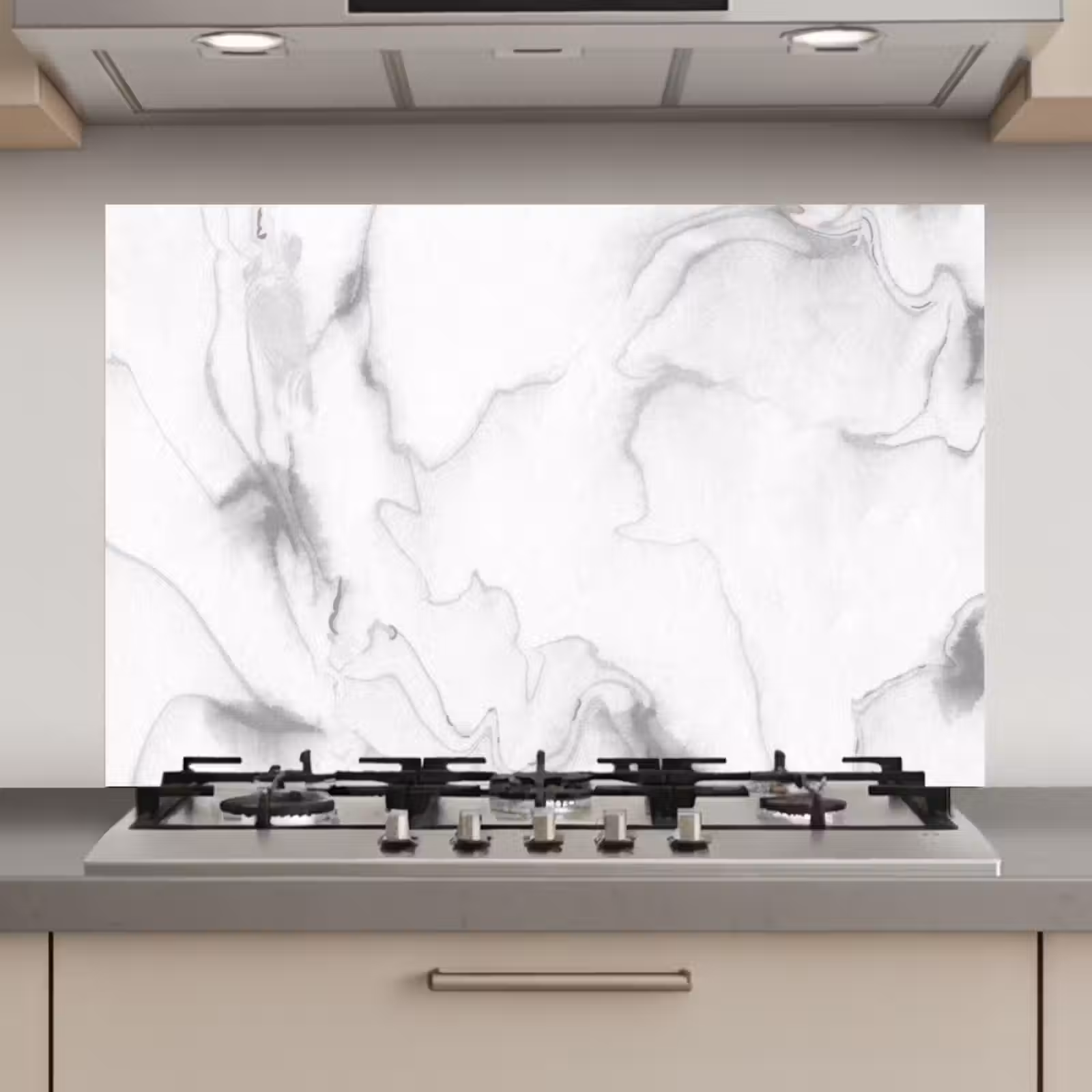 Spatscherm keuken - Marmer - Grijs - Wit - Abstract - Marmerlook — 1