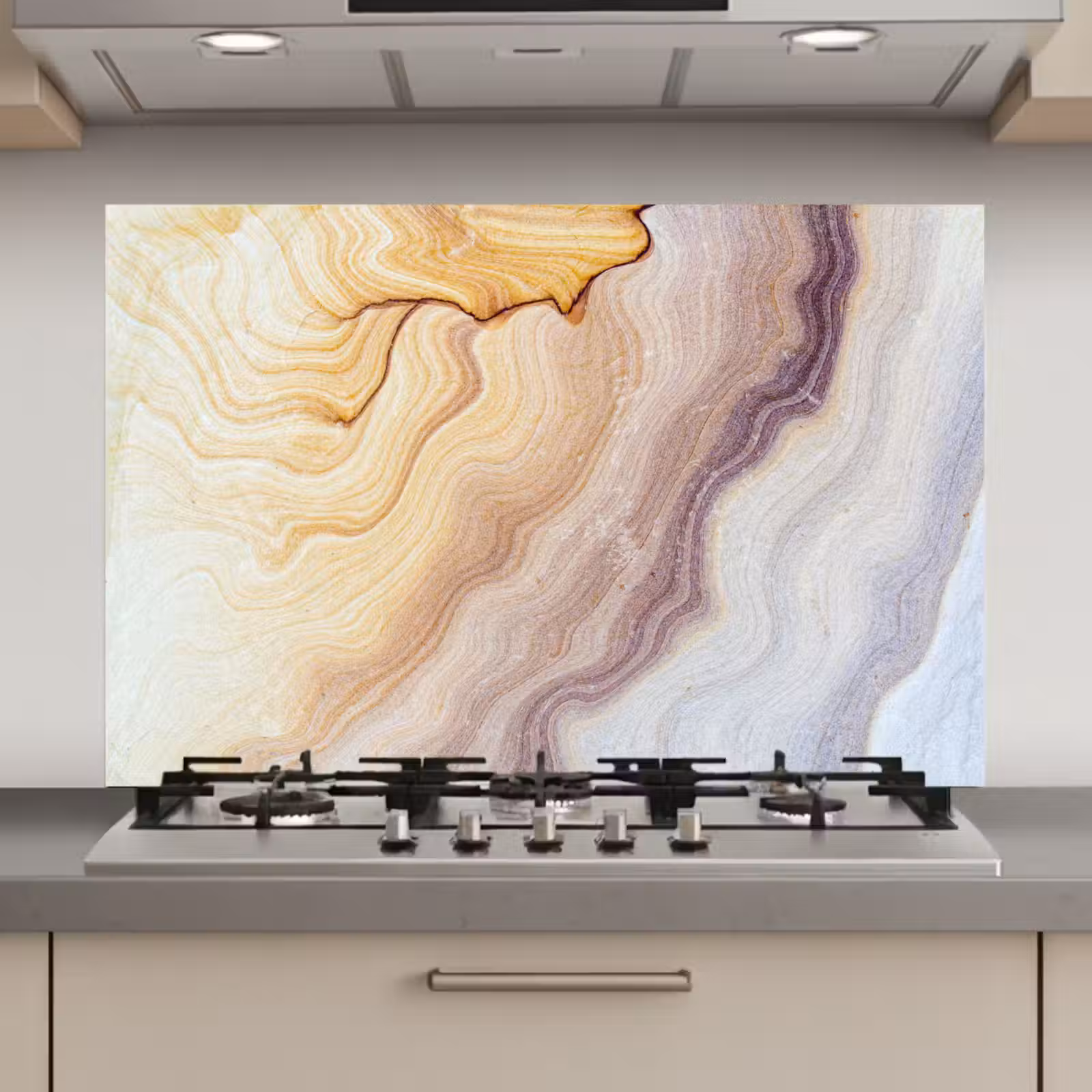 Spatscherm keuken - Marmer - Textuur - Zandsteen - Goud - Marmerlook — 1