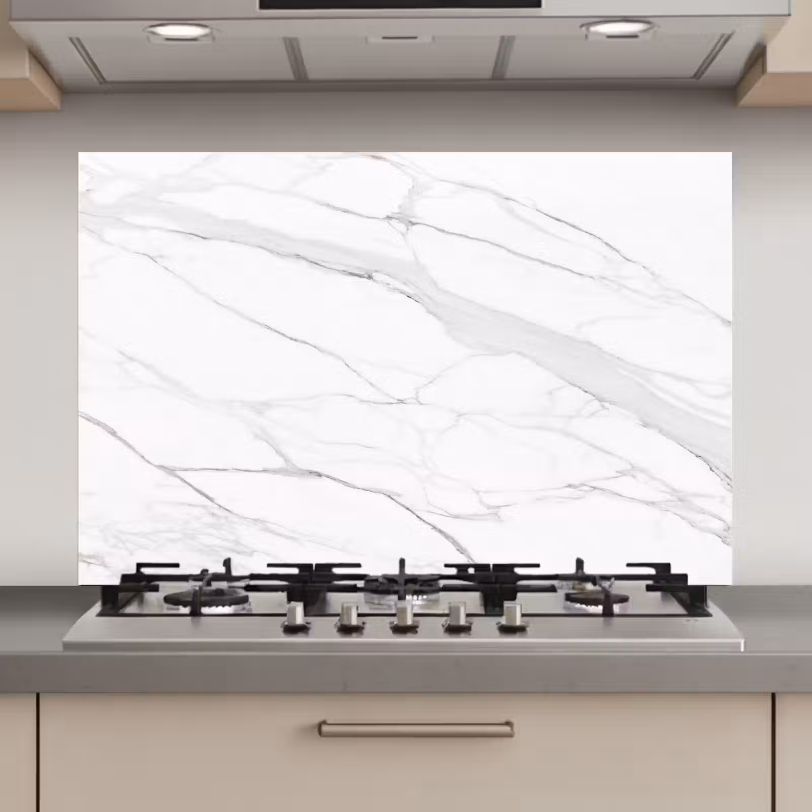 Spatscherm keuken - Marmer - Wit - Lijn - Patronen - Luxe - Marmerlook — 1