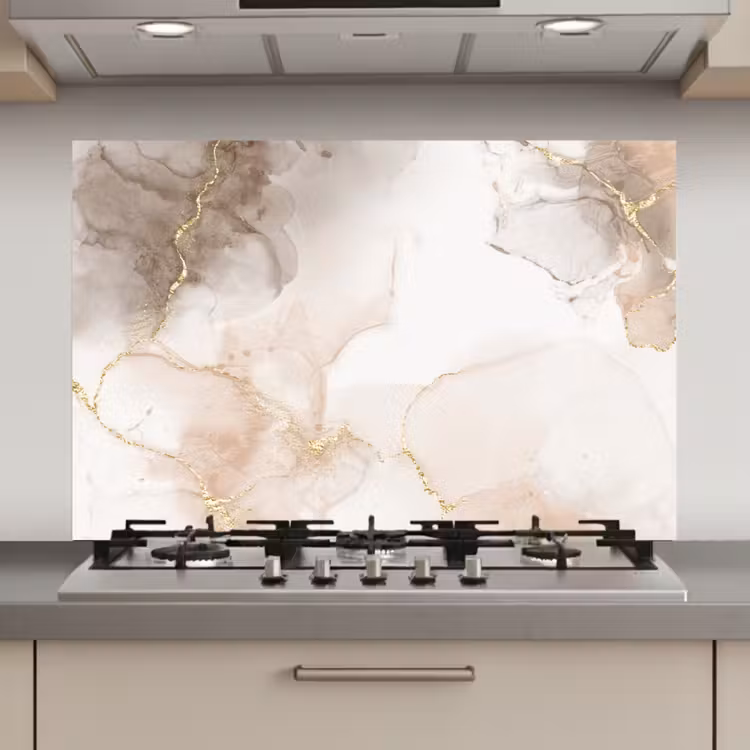 Spatscherm keuken - Marmer - Bruin - Gouden — 1