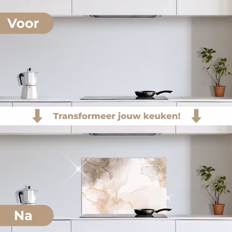 Spatscherm keuken - Marmer - Bruin - Gouden — 3
