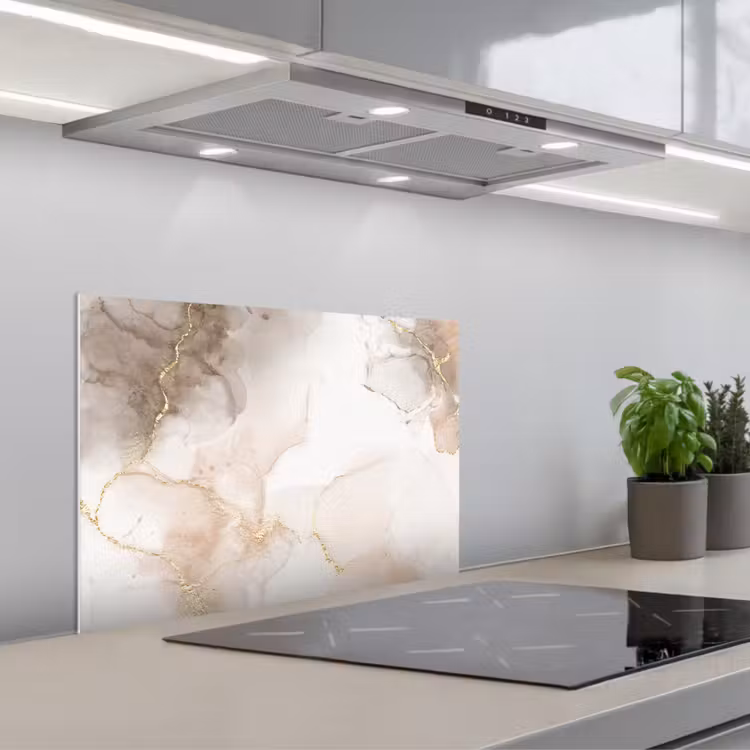 Spatscherm keuken - Marmer - Bruin - Gouden — 5