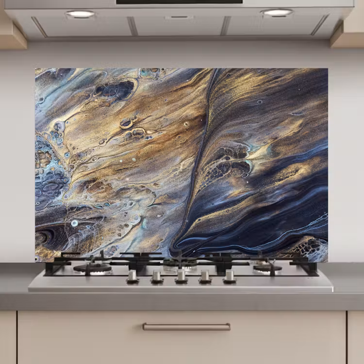 Spatscherm keuken - Marmer - Goud - Waterverf - Textuur - Marmerlook — 1