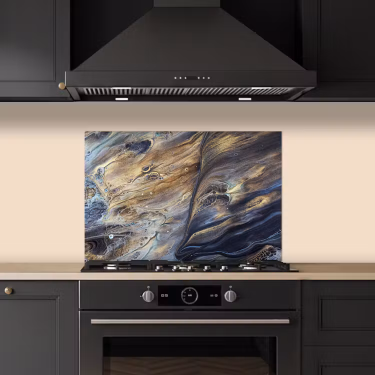 Spatscherm keuken - Marmer - Goud - Waterverf - Textuur - Marmerlook — 2