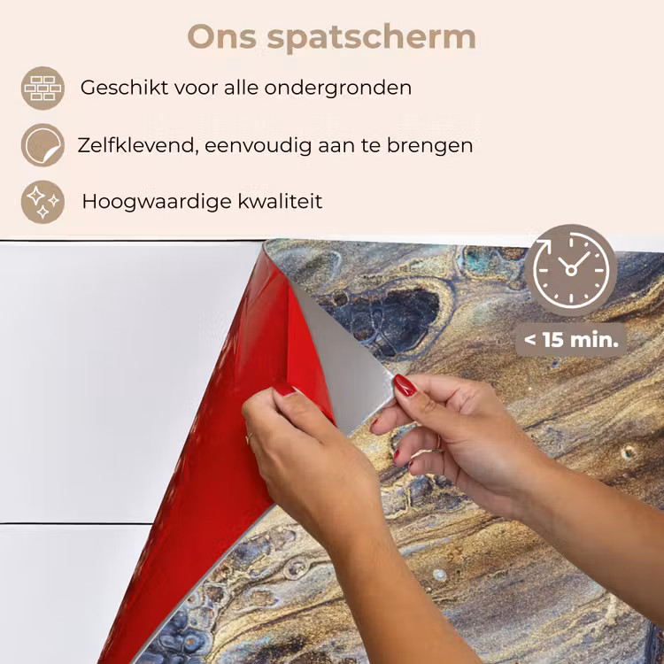 Spatscherm keuken - Marmer - Goud - Waterverf - Textuur - Marmerlook — 4