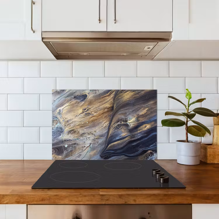 Spatscherm keuken - Marmer - Goud - Waterverf - Textuur - Marmerlook — 6