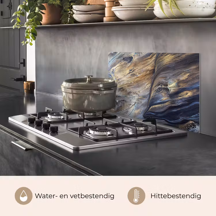 Spatscherm keuken - Marmer - Goud - Waterverf - Textuur - Marmerlook — 7