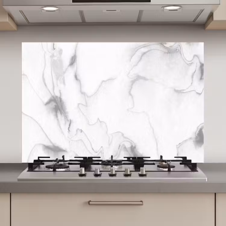 Spatscherm keuken - Marmer - Grijs - Wit - Abstract - Marmerlook — 1