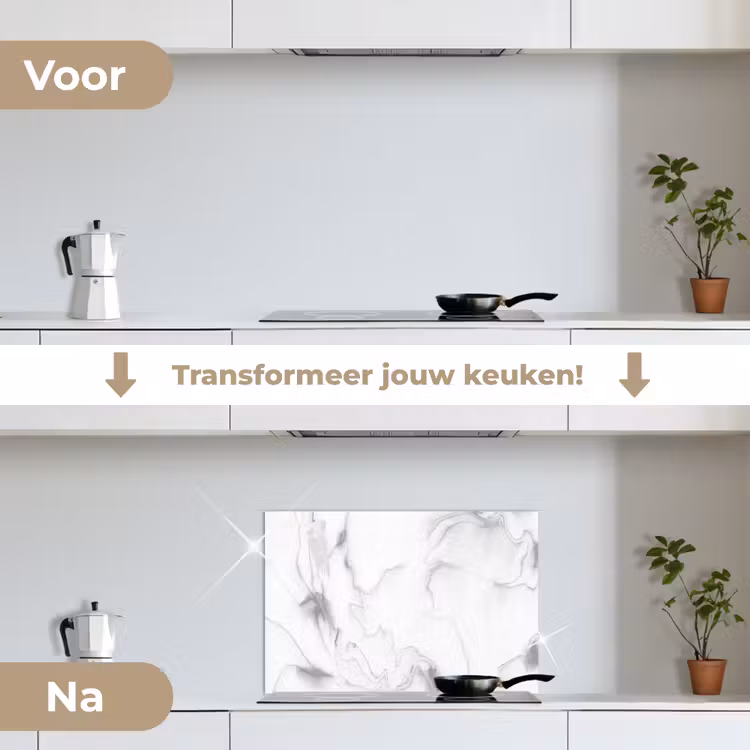 Spatscherm keuken - Marmer - Grijs - Wit - Abstract - Marmerlook — 3