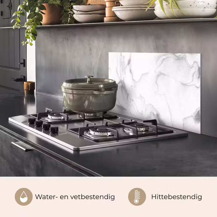 Spatscherm keuken - Marmer - Grijs - Wit - Abstract - Marmerlook — 7