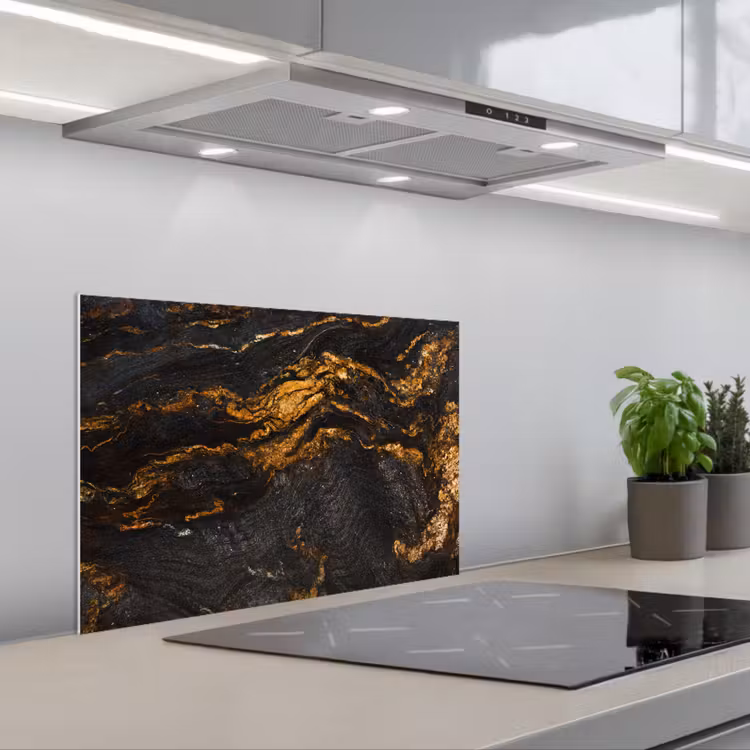Spatscherm keuken - Marmer - Kalk - Zwart - Goud - Marmerlook - Luxe — 5