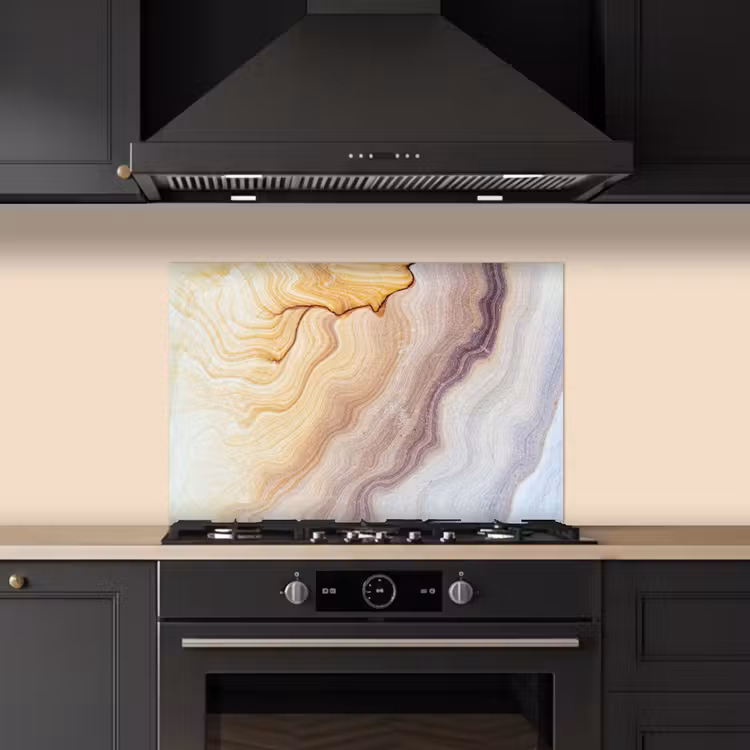 Spatscherm keuken - Marmer - Textuur - Zandsteen - Goud - Marmerlook — 2