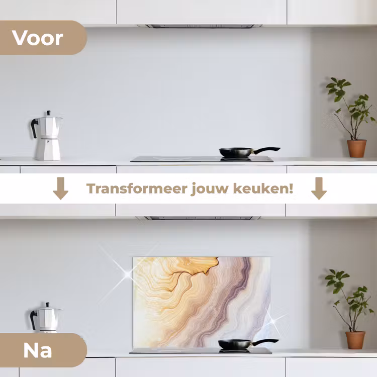 Spatscherm keuken - Marmer - Textuur - Zandsteen - Goud - Marmerlook — 3