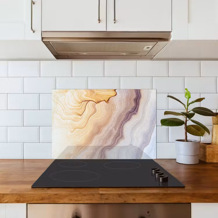 Spatscherm keuken - Marmer - Textuur - Zandsteen - Goud - Marmerlook — 6