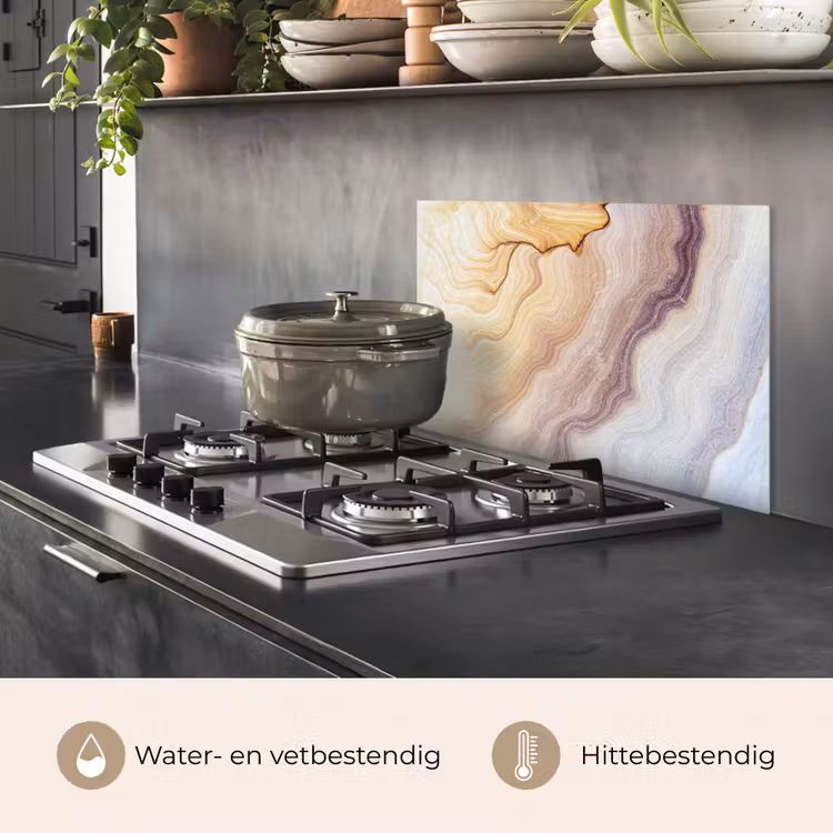 Spatscherm keuken - Marmer - Textuur - Zandsteen - Goud - Marmerlook — 7