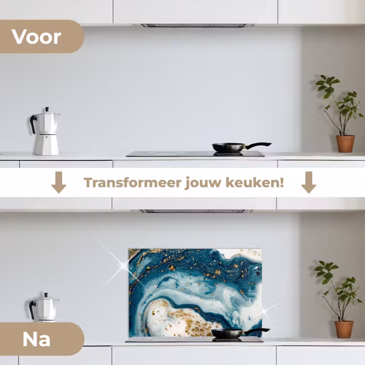 Spatscherm keuken - Marmer - Verf - Glitter - Goud — 3