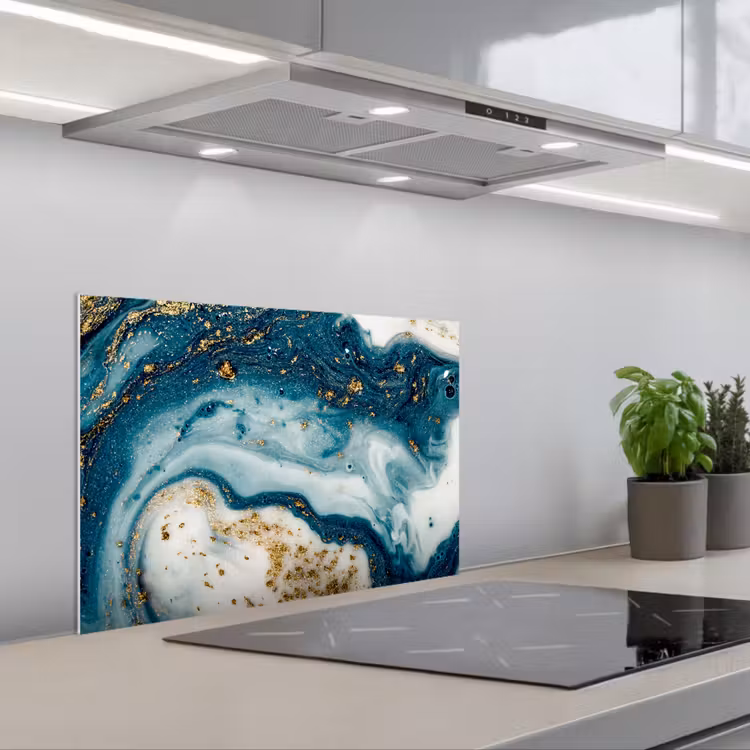 Spatscherm keuken - Marmer - Verf - Glitter - Goud — 5