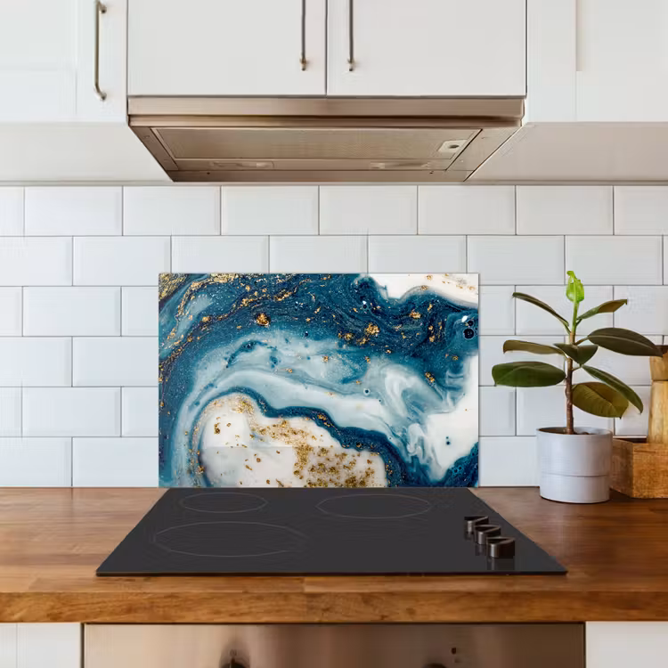 Spatscherm keuken - Marmer - Verf - Glitter - Goud — 6