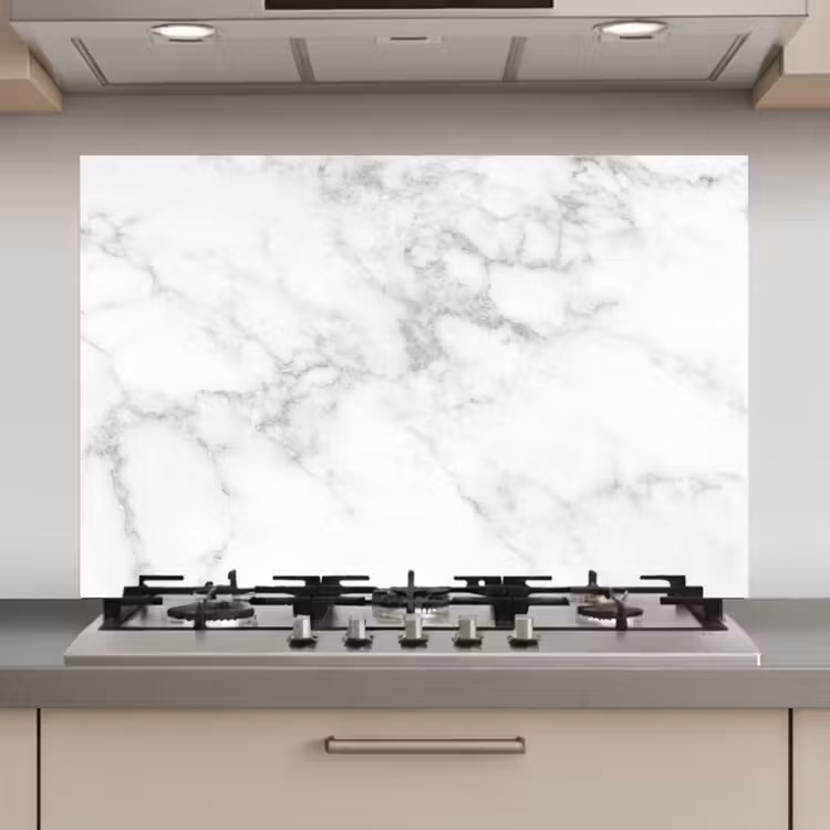 Spatscherm keuken - Marmer - Wit - Grijs - Luxe - Marmerlook - Steen — 1