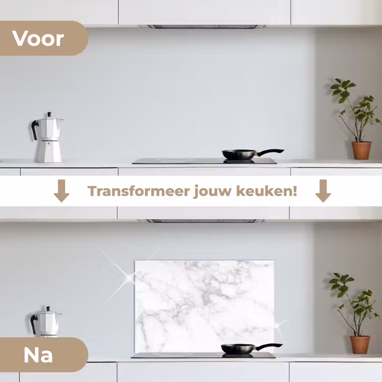 Spatscherm keuken - Marmer - Wit - Grijs - Luxe - Marmerlook - Steen — 3