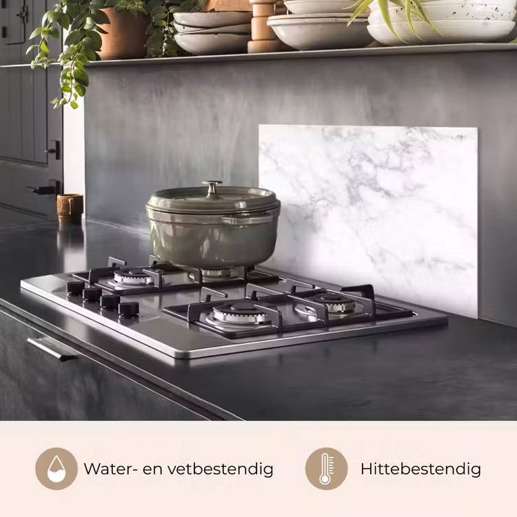Spatscherm keuken - Marmer - Wit - Grijs - Luxe - Marmerlook - Steen — 7