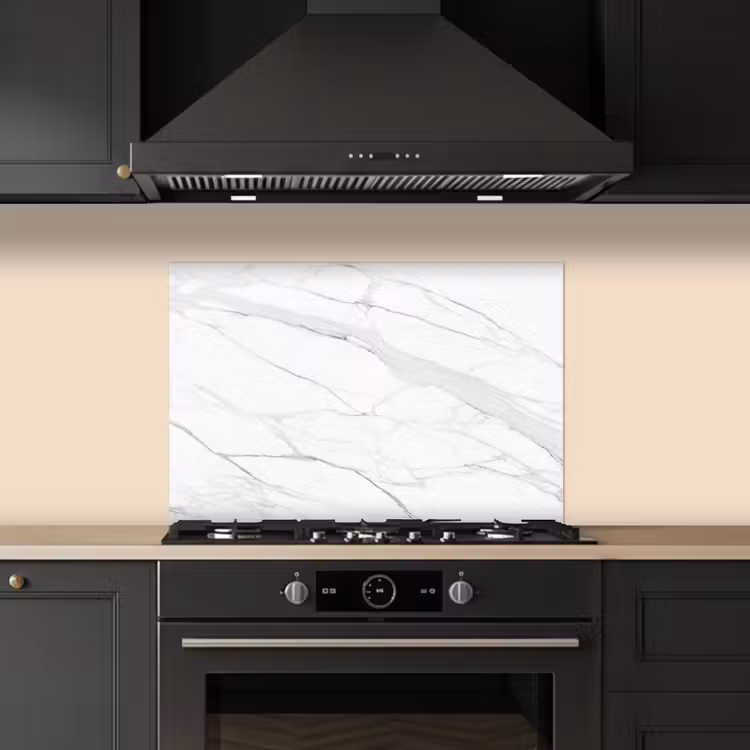 Spatscherm keuken - Marmer - Wit - Lijn - Patronen - Luxe - Marmerlook — 2