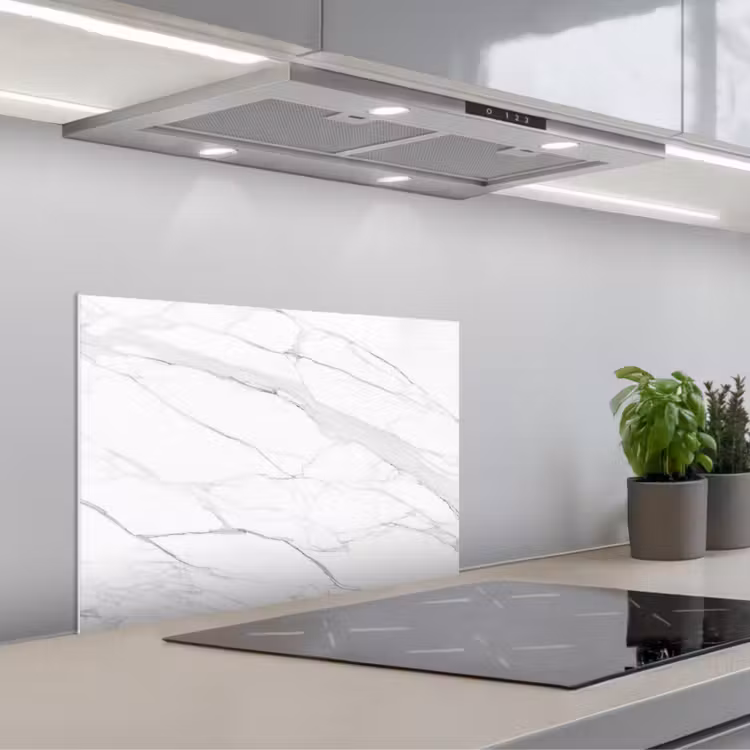 Spatscherm keuken - Marmer - Wit - Lijn - Patronen - Luxe - Marmerlook — 5