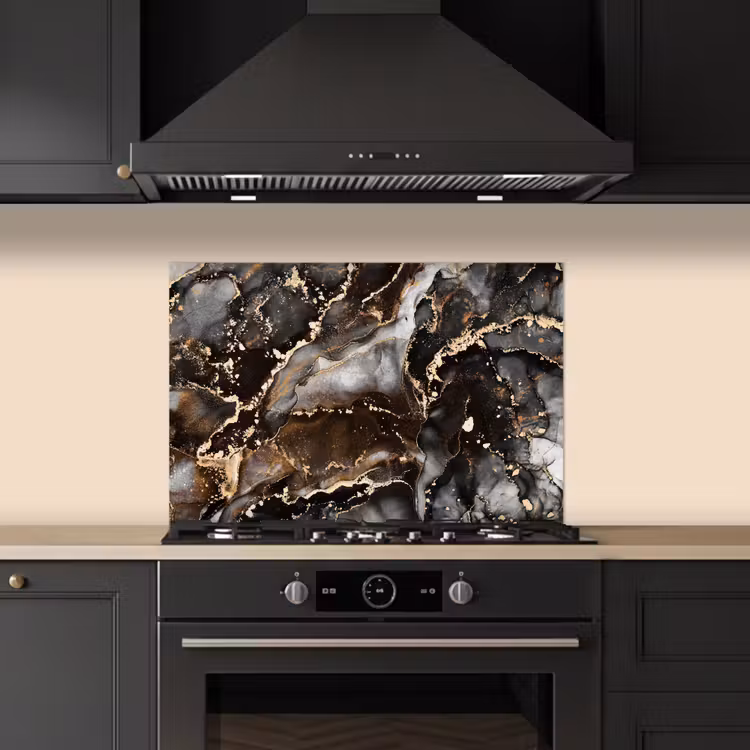 Spatscherm keuken - Marmer - Goud - Glitter - Luxe — 2