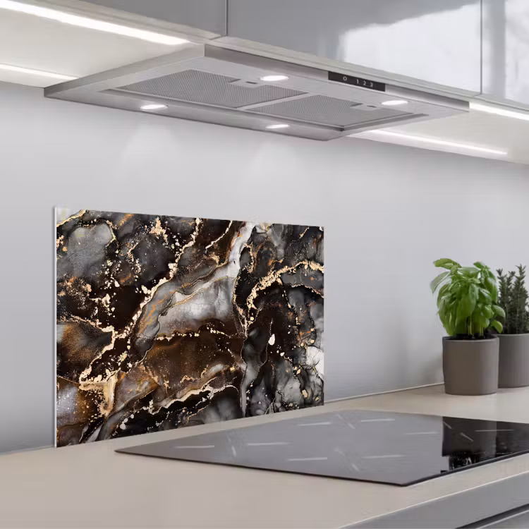 Spatscherm keuken - Marmer - Goud - Glitter - Luxe — 5