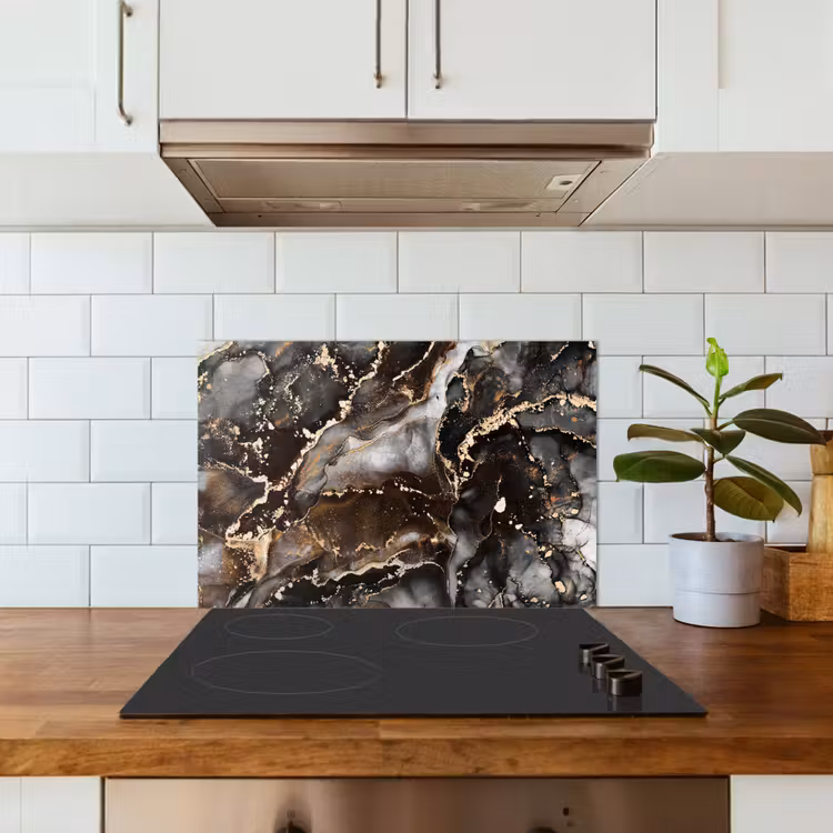Spatscherm keuken - Marmer - Goud - Glitter - Luxe — 6