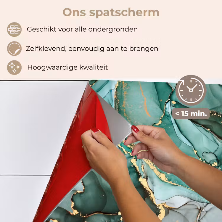 Spatscherm keuken - Goud - Marmer - Groen - Luxe - Marmerlook - Grijs — 4