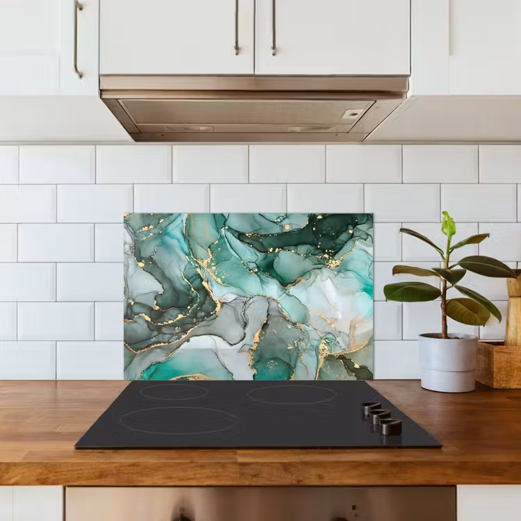Spatscherm keuken - Goud - Marmer - Groen - Luxe - Marmerlook - Grijs — 6