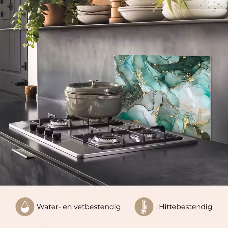 Spatscherm keuken - Goud - Marmer - Groen - Luxe - Marmerlook - Grijs — 7